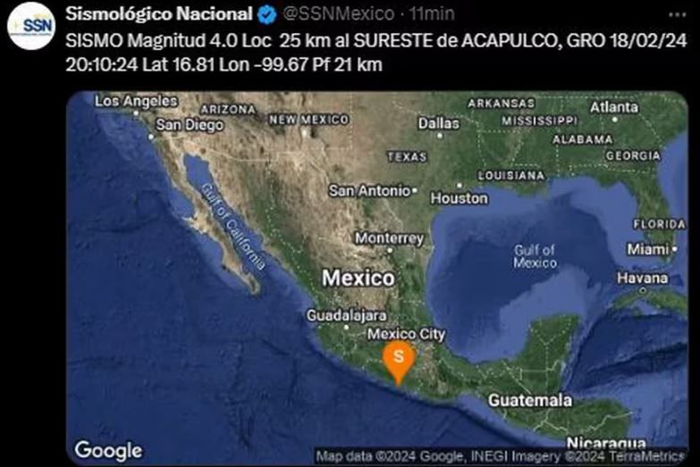 Temblor hoy 18 de febrero en México: se registró un sismo de magnitud 4.0 cerca de Acapulco