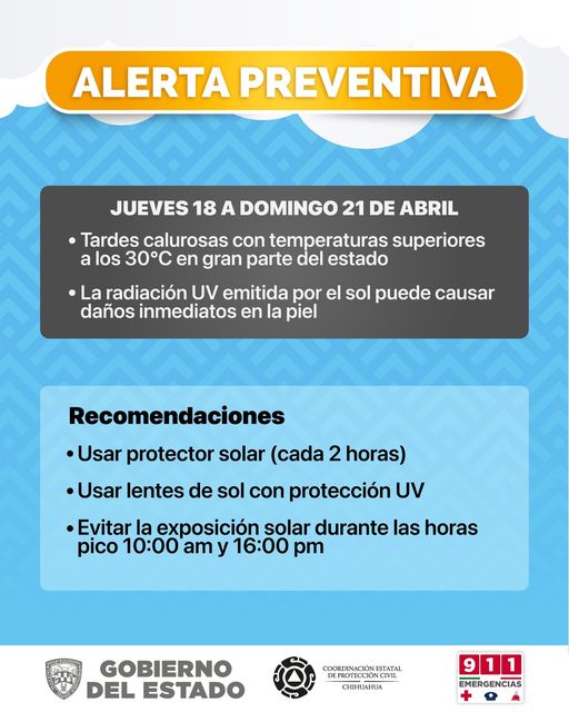 Emite Protección Civil Estatal alerta preventiva por radiación ultravioleta extrema