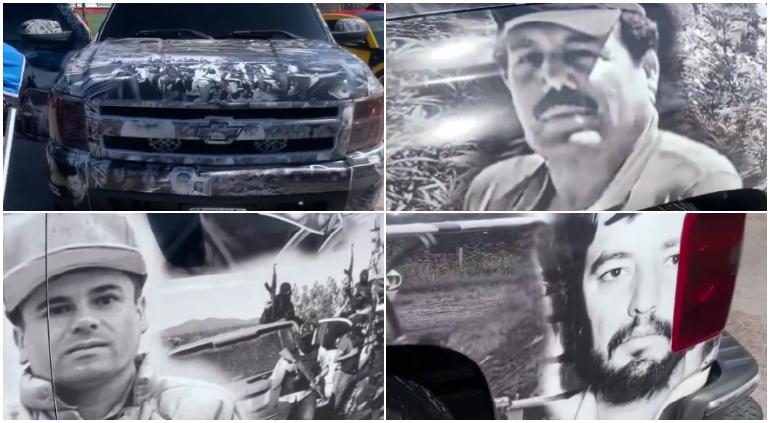 Tunean pick up con caras de capos y la exhiben en car show de La Cerve