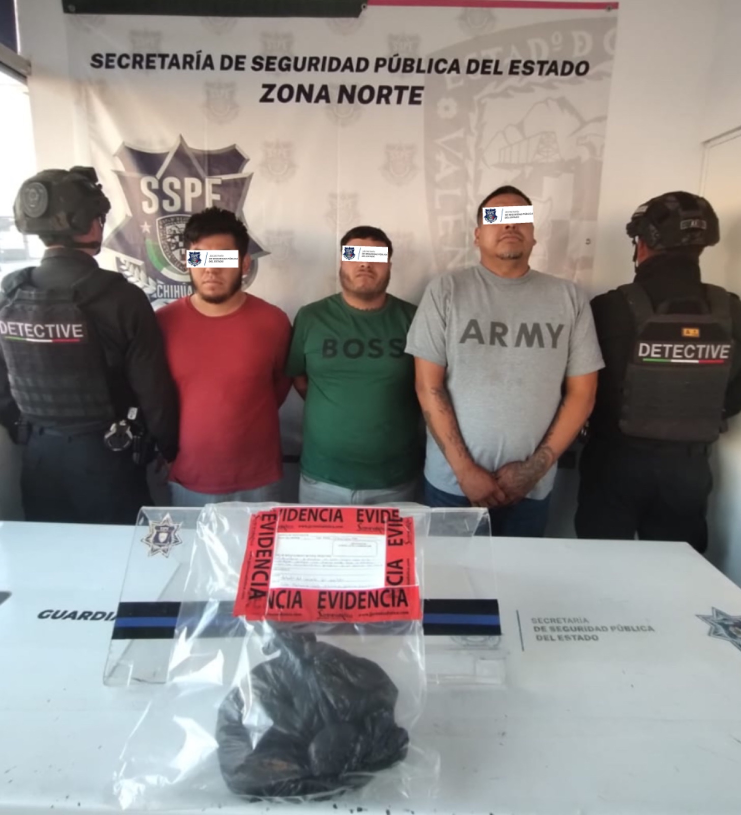 Detiene SSPE a 3 presuntos “polleros” con droga en Ciudad Juárez