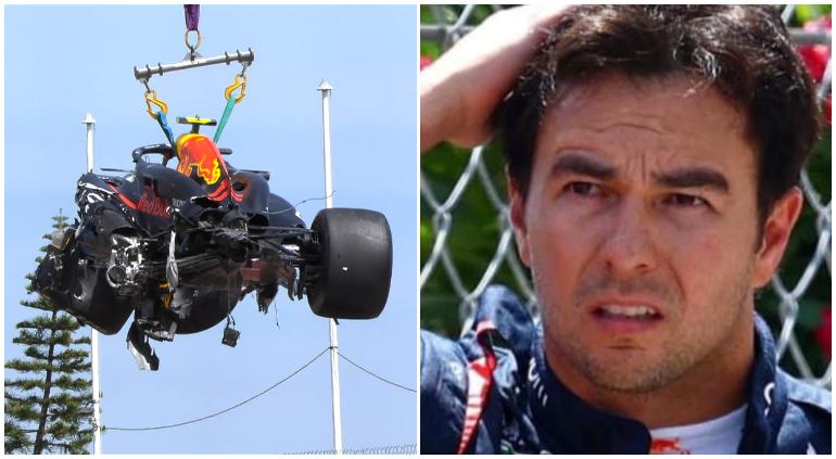 Sufrió Checo Pérez violento choque al arranque del GP… abandonó