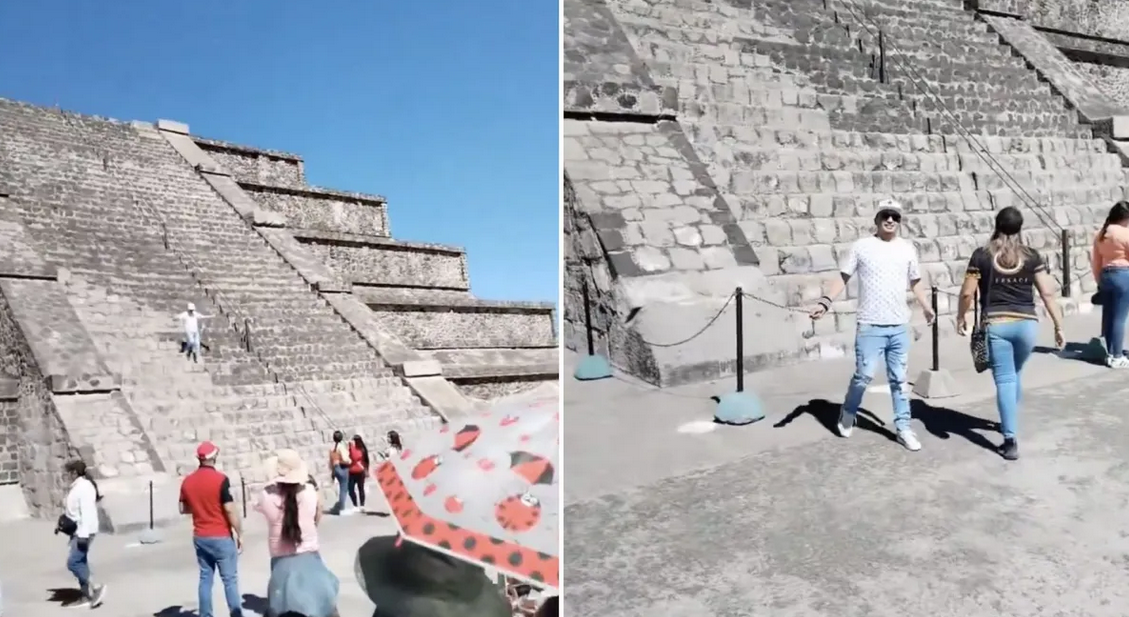 Un turista sube a la pirámide de la Luna pese a las prohibiciones