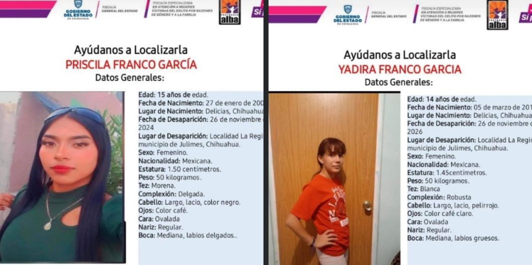 Desaparecen dos hermanas en Julimes