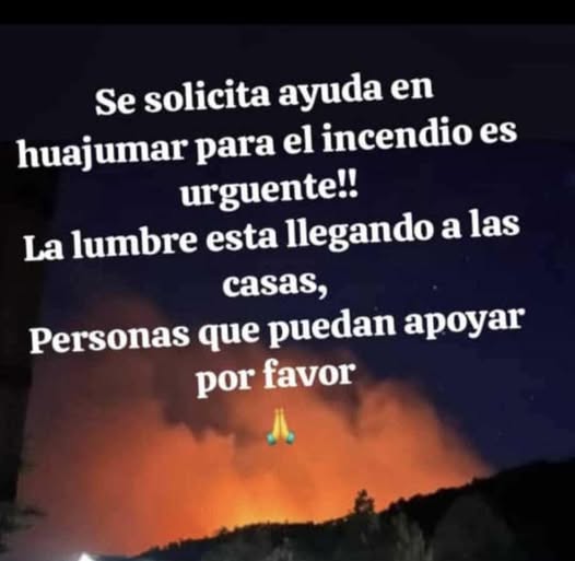 Piden ayuda para controlar incendio en Huajumar, habitantes temen daños a viviendas