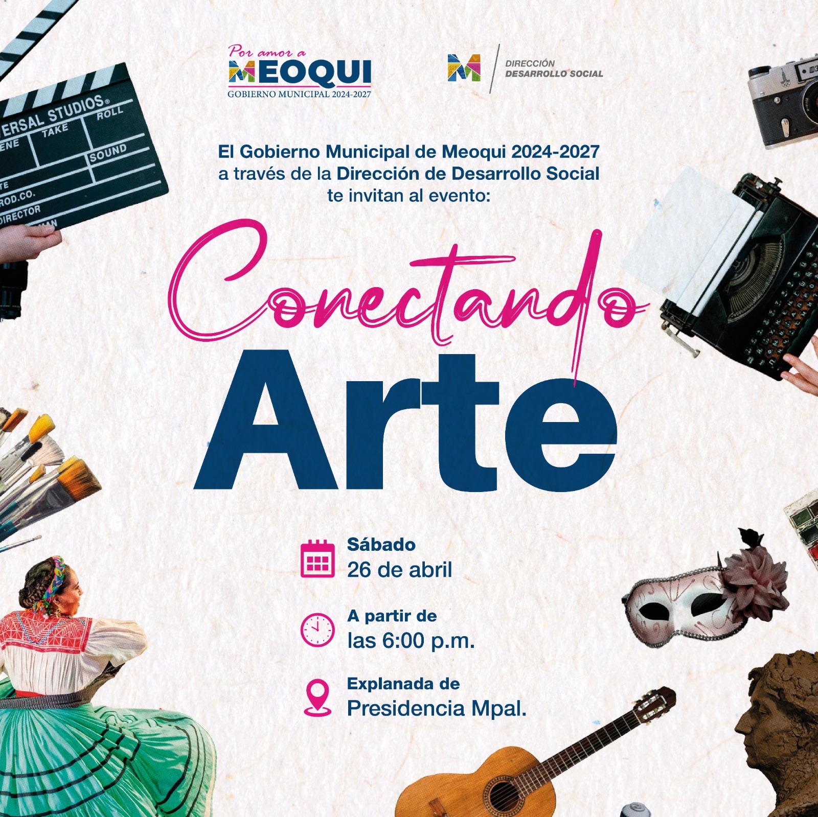 Invitan en Meoqui a conectar arte este sábado en los portales de Presidencia Municipal