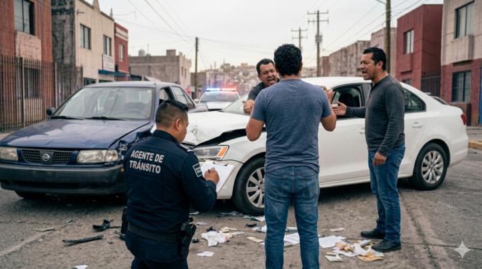 manejar sin seguro en México 2026 con conductor detenido por tránsito y revisión de documentos