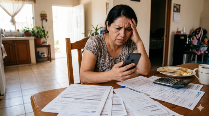 Embargo por deuda crédito Mercado Pago México, persona revisando adeudo en app y documentos de cobranza.