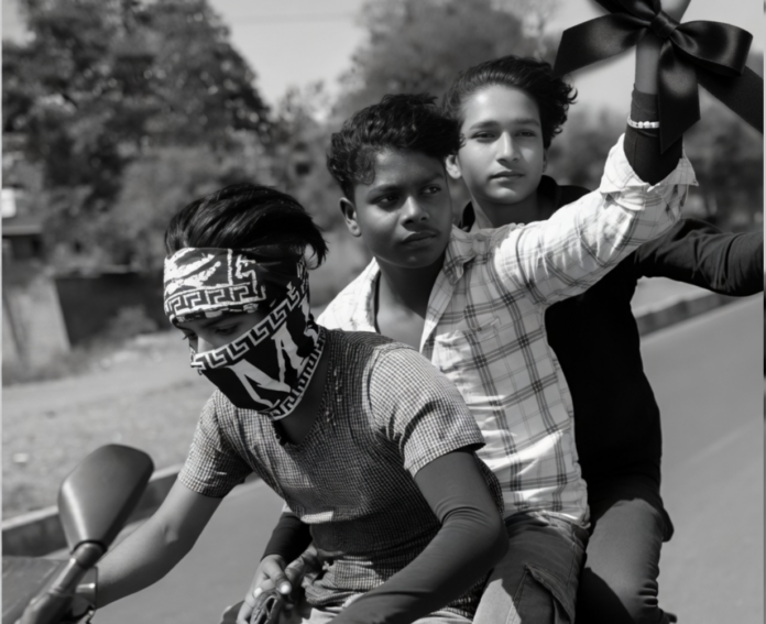 accidente de moto por grabar un reel en India