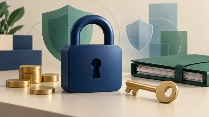 Cancelar cuenta de Cetesdirecto representado con una carpeta cerrada, documentos y monedas.