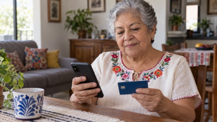 Persona consultando qué pasa si no retira su Pensión Bienestar de la cuenta bancaria