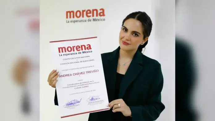 Andrea Chávez tras aceptar la candidatura de Morena por Ciudad Juárez rumbo al 2027